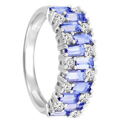 Bague Tanzanite, Diamant & Or Blanc 375 - Aurora