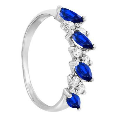 Alliance en Or Blanc 375 & Saphirs et Oxydes de Zirconium - Aurora