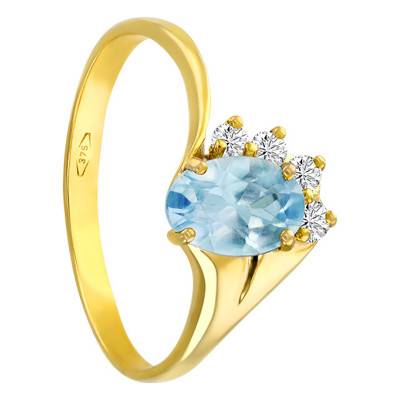 Creative 375/1000 Yellow Gold Topaz & Cubic Zirconia Accompanied Solitaire Ring - Aurora
