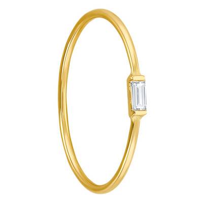 Bague, Or Jaune 750 & Diamant baguette 0,05 carat - Ocarat