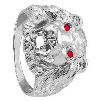 Chevalière tête de lion, yeux rouge, Argent 925 - Imperium