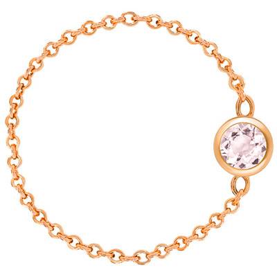 750/1000 Rose Gold Cable Chain Ring & Rose Quartz 0,25 ct - Ocarat