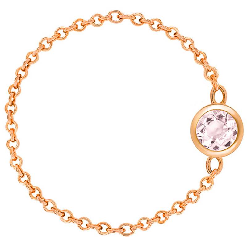 750/1000 Rose Gold Cable Chain Ring & Rose Quartz 0,25 ct - Ocarat