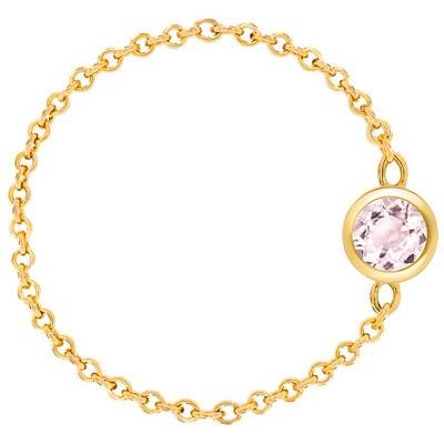 Cable Chain Ring 750 Yellow Gold & Rose Quartz 0,25 ct - Ocarat