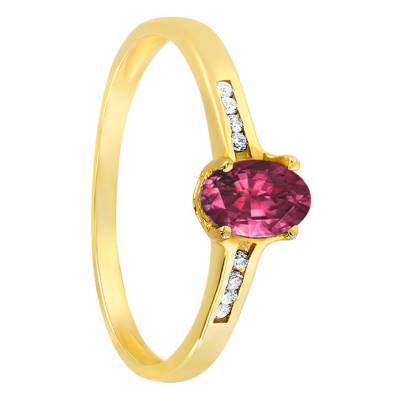 375/1000 Yellow Gold, Diamond & Rhodolite Ring - Aurora