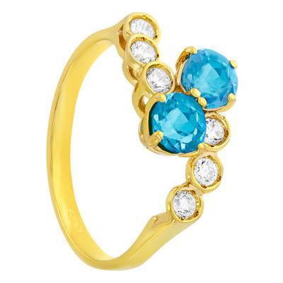 Bague, Or Jaune 375, Topaze & Oxydes - Aurora