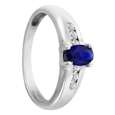 Bague Or Blanc 375, Saphir 0,59 ct, Diamants 0,17 ct - Aurora