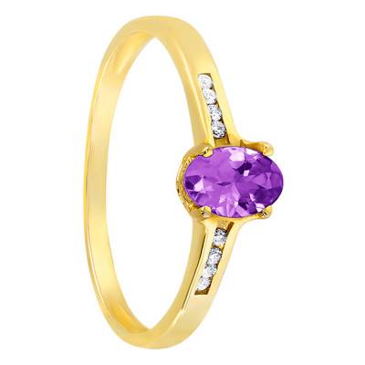 Bague, Or Jaune 375, Améthyste & Diamants - Aurora