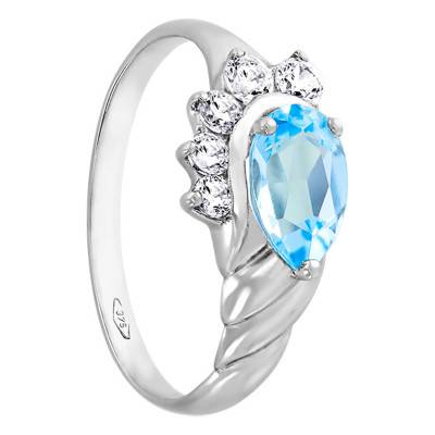 Bague, Or Blanc 375 & Topaze poire - Aurora