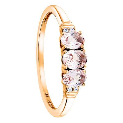 Bague Or rose Morganites roses ovales & Diamants - Aurora