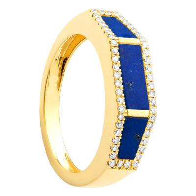 Bague Lapis Lazuli 1,06 ct & Diamants 1,20 ct en Or Jaune 750 - Aurora