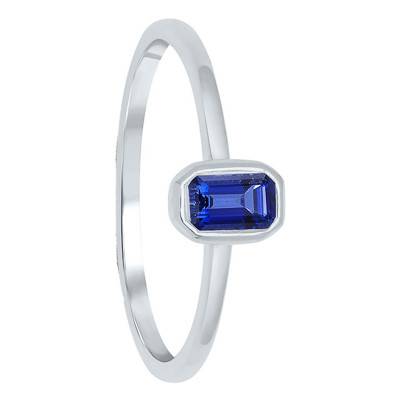 Bague Saphir Bleu en Or Blanc 375 - Aurora