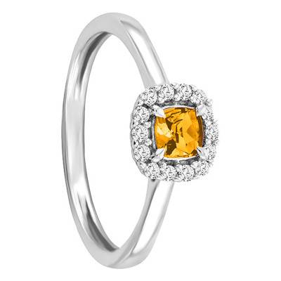 Bague Caesona Citrine, Diamant & Or Blanc 375 - Aurora