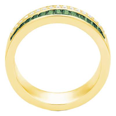 Bague Tsavorites Vertes 1 ct & Diamants 0,15 ct en Or Jaune 750 - Aurora