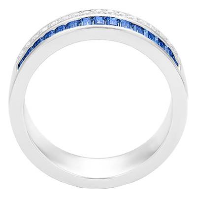 Bague Or Blanc 750, Saphirs 1,10 ct & Diamants 0,15 ct - Aurora