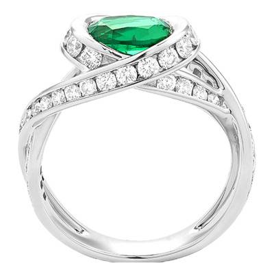 Bague Infini Or Blanc 750, Emeraude 1,31 ct, Diamants 1,08 ct - Aurora