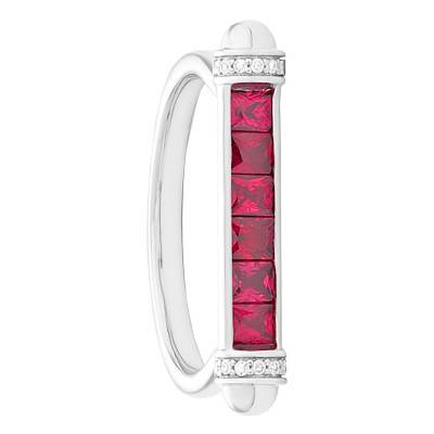 Bague Or Blanc 750, Rubis 0,66 ct, Diamants 0,07 ct - Aurora