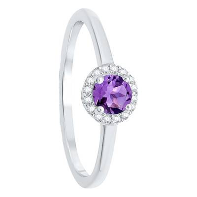 Bague Abby Améthyste, Diamants & Or Blanc 375 - Aurora