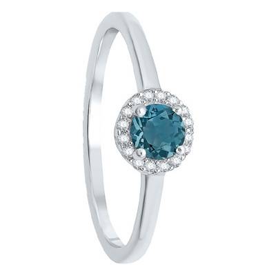 Bague Abby London Blue Topaze, Diamants & Or Blanc 375 - Aurora