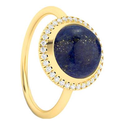 Bague Lapis-lazuli Noire 2,46 ct & Diamants 0,10 ct en Or Jaune 750 - Aurora