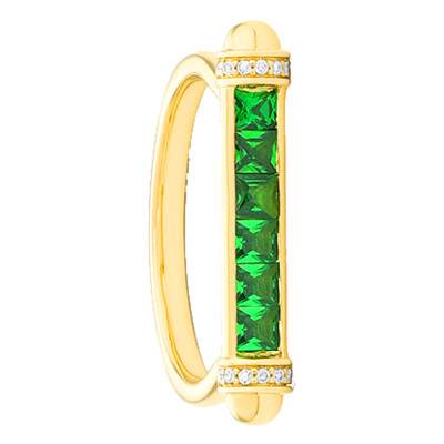Bague Tsavorites 0,60 ct & Diamants 0,07 ct en Or Jaune 750 - Aurora