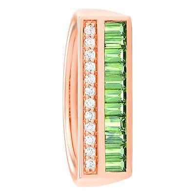 Bague Rectangulaire Or Rose 750, Saphirs Verts 0,80 ct, Diamants 0,10 ct - Aurora