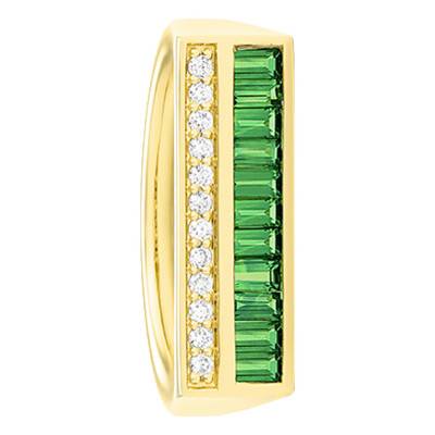Bague Rectangulaire Tsavorites 0,75 ct & Diamants 0,10 ct en Or Jaune 750 - Aurora