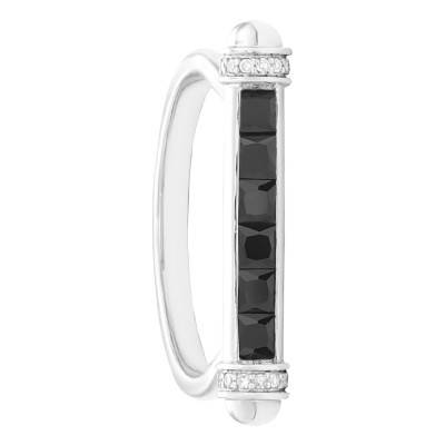 Bague Or Blanc 750, Saphirs Noirs 0,66 ct, Diamants 0,07 ct - Aurora