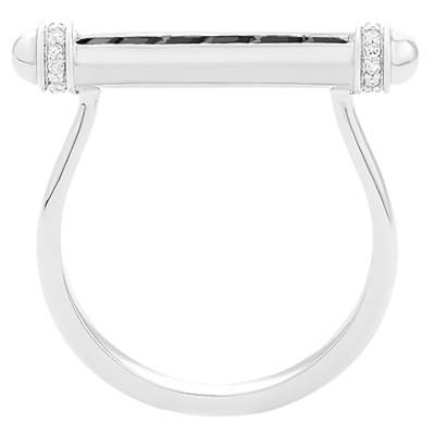 Bague Or Blanc 750, Saphirs Noirs 0,66 ct, Diamants 0,07 ct - Aurora