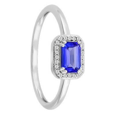 Bague Or Blanc 375, Diamant & Tanzanite - Aurora