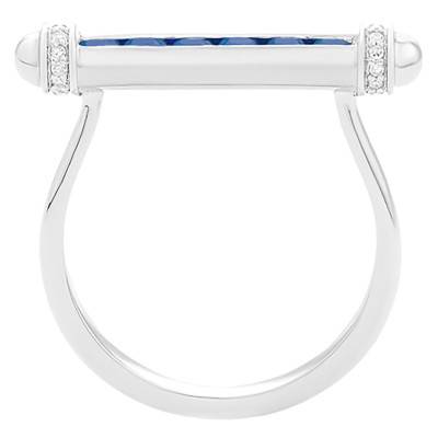 Bague Or Blanc 750, Saphirs Bleus 0,66 ct, Diamants 0,07 ct - Aurora