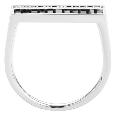 Bague Rectangulaire Or Blanc 750, Saphirs Noirs 0,80 ct, Diamants 0,10 ct - Aurora