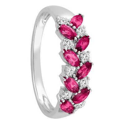 Bague Ajourée Tourmaline, Diamants & Or Blanc 750 - Aurora