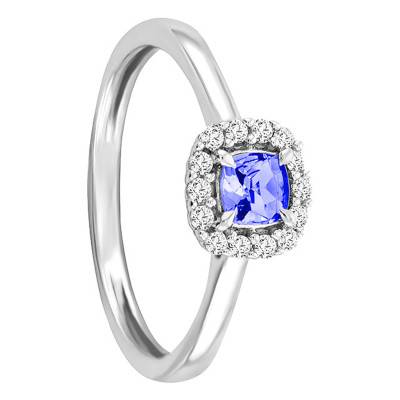 Bague Caesona Tanzanite, Diamant & Or Blanc 375 - Aurora