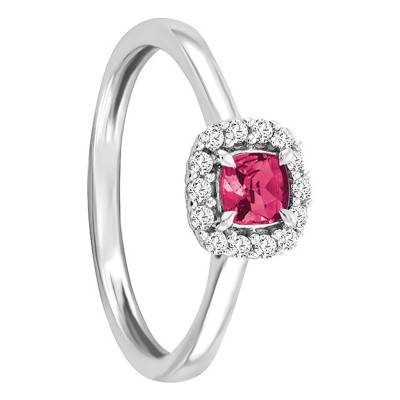 9K White Gold Pink Tourmaline and Diamond Halo Ring 375 - Aurora