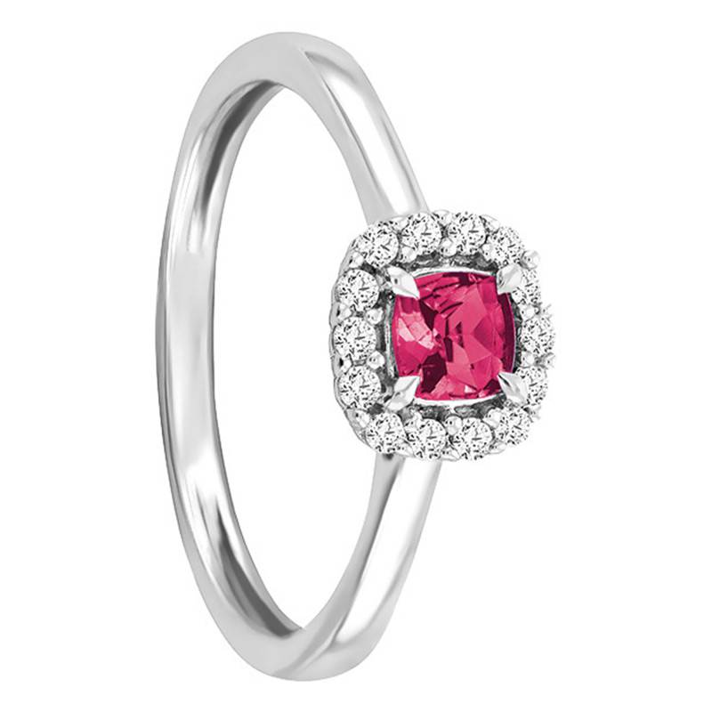 9K White Gold Pink Tourmaline and Diamond Halo Ring 375 - Aurora