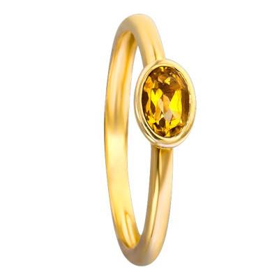Bague Ovale Or Jaune 750 et Citrine - Aurora