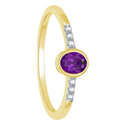 Bague Olivia Améthyste, Diamants & Or Jaune 375 - Aurora