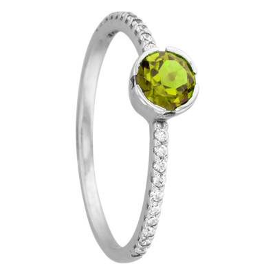 Bague Rosa Péridot Or Blanc 9 Carats - Aurora