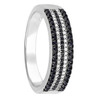 Bague Or Blanc Diamants Noir & Blanc - Aurora