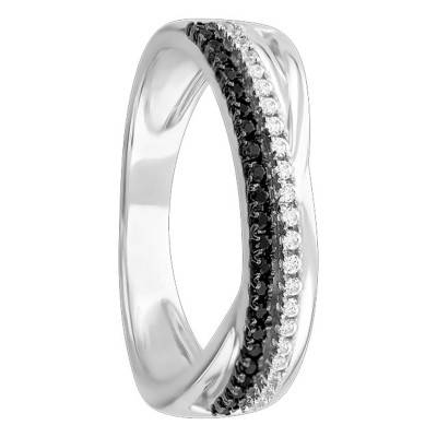 Bague Or Blanc Diamants Blanc & Noir - Aurora