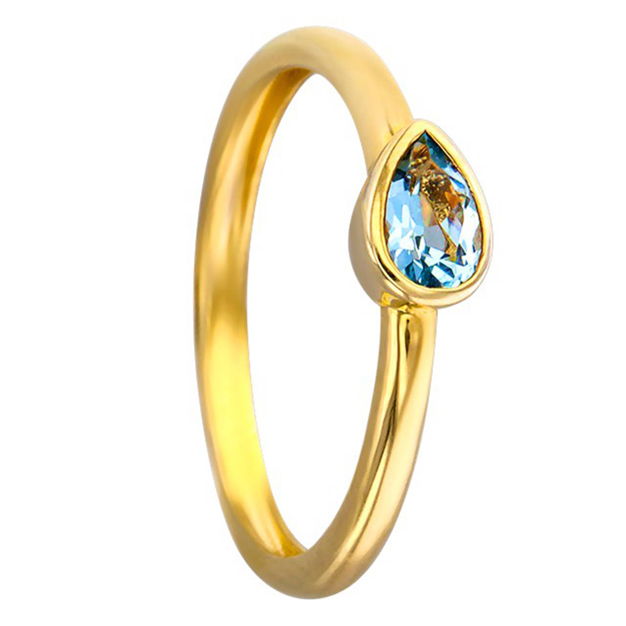Bague En Argent 925 Et Quartz Jaune Goutte - Taille 54, Sobre, Neuf Avec étiquettes