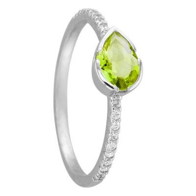 Bague Cléo Péridot Or Blanc 750 - Aurora