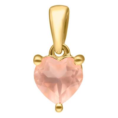 Heart Pendant in 375 Yellow Gold & Pink Quartz - Aurora