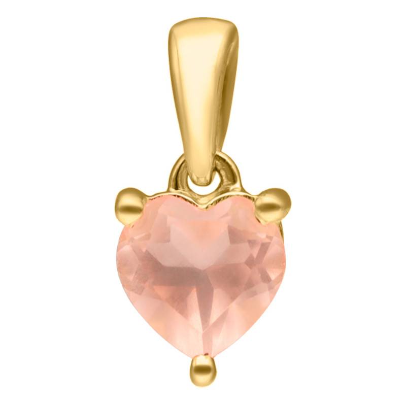 Heart Pendant in 375 Yellow Gold & Pink Quartz - Aurora