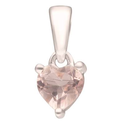 Pendentif Coeur en Or Blanc 375 & Quartz Rose - Aurora