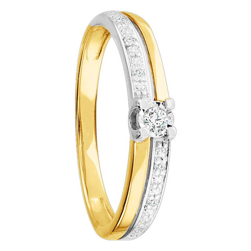 Two-Tone 750/1000 Gold Diamond Solitaire Ring - Joelli