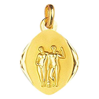 Médaille Zodiaque Facettée Gémeaux en Or Jaune 375 - Emanessence