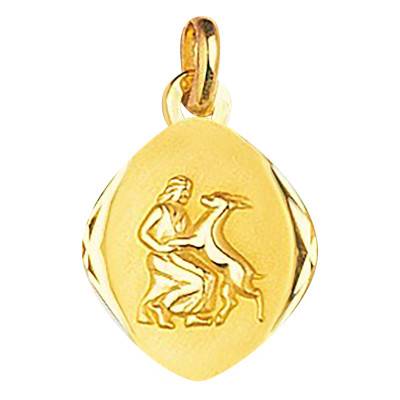 Faceted Virgo Zodiac Medal in 375/1000 Yellow Gold - Emanessence