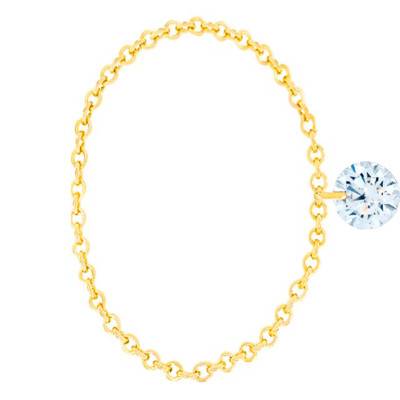 Bague Chaine diamant percé brillant F/VS2 Or Jaune 750 - Ocarat
